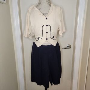 Vintage 50s vest blouse romper onesie